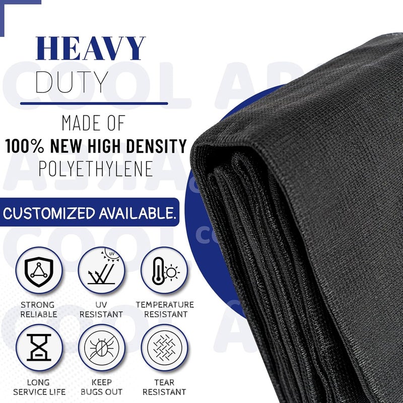 Cool Area 60-70% Shade Cloth 19x21FT Heavy Duty Knitted Mesh Tarp with Grommets Mesh Screen for Patio Canopy Garden Porch Greenhouse Pools Dog Kennel Black(Custom Size) - Image 4